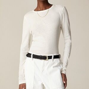 J Crew Tissue Crepe Long-Sleeve T-shirt Ivory White Size Large
